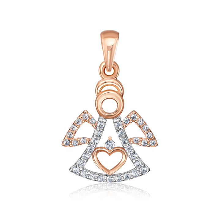 Золота підвіска «Янгол» з фіанітами. Артикул 31831/01/1/854