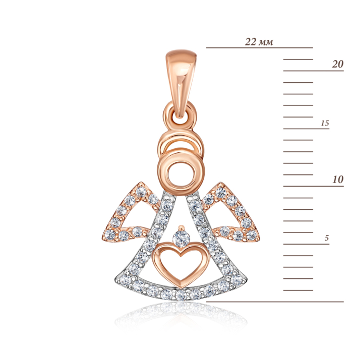 Золота підвіска «Янгол» з фіанітами. Артикул 31831/01/1/854