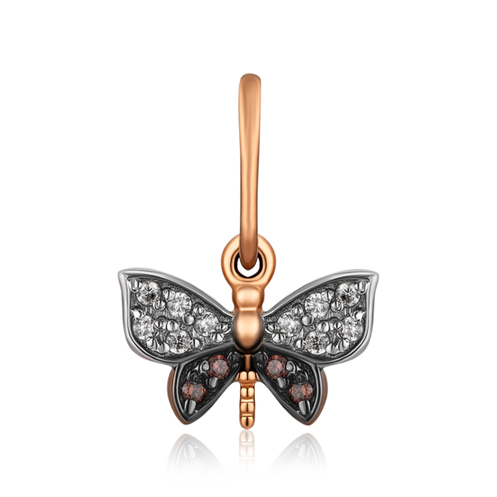 Золотая подвеска «Бабочка» с фианитами. Артикул 31272/цв (31272/01/1/173)