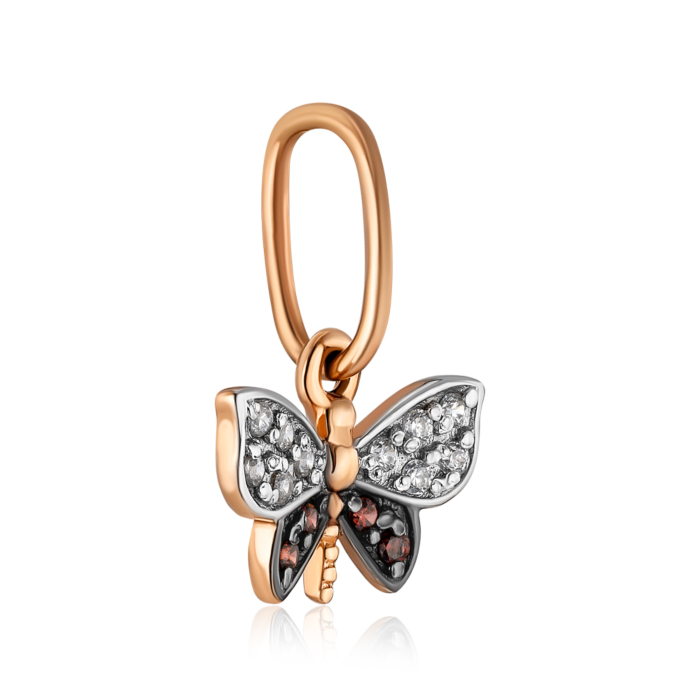 Золотая подвеска «Бабочка» с фианитами. Артикул 31272/цв (31272/01/1/173)