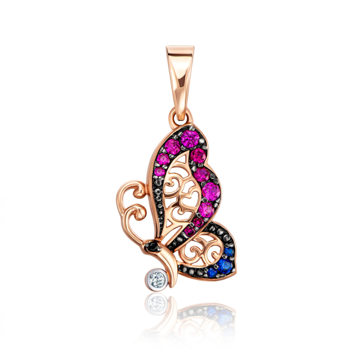 Золота підвіска «Метелик» з фіанітами. Артикул 32193/01/1/3216