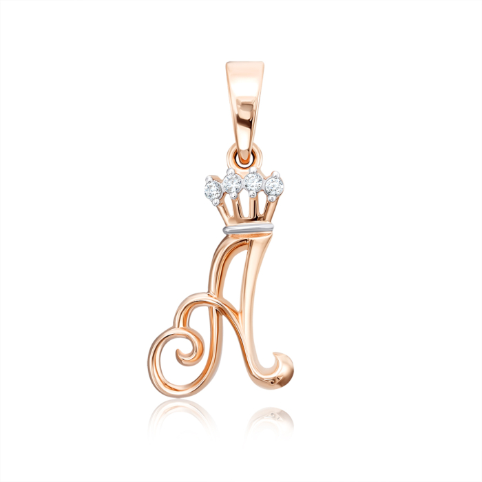 Золотая подвеска «Буква А» с фианитами. Артикул 32147-А/01/1/13