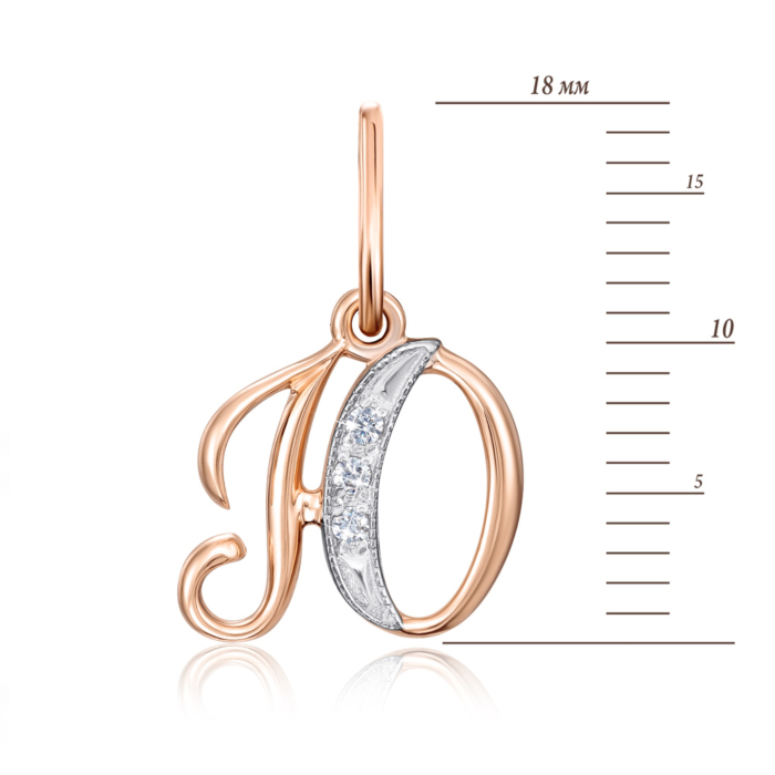 Золота підвіска «Літера Ю» з фіанітами. Артикул 31339/ю