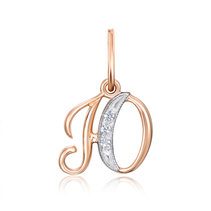 Золота підвіска «Літера Ю» з фіанітами. Артикул 31339/ю