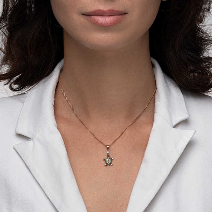 Золота підвіска «Черепаха» з фіанітами. Артикул 32164/01/1/3144