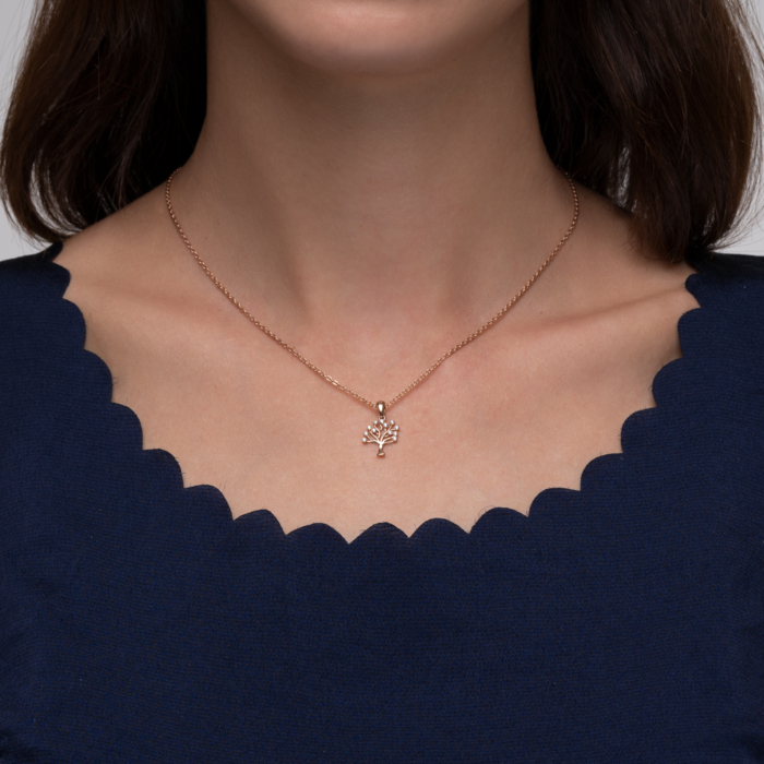 Золота підвіска «Дерево» з фіанітами. Артикул 32033/01/0/13