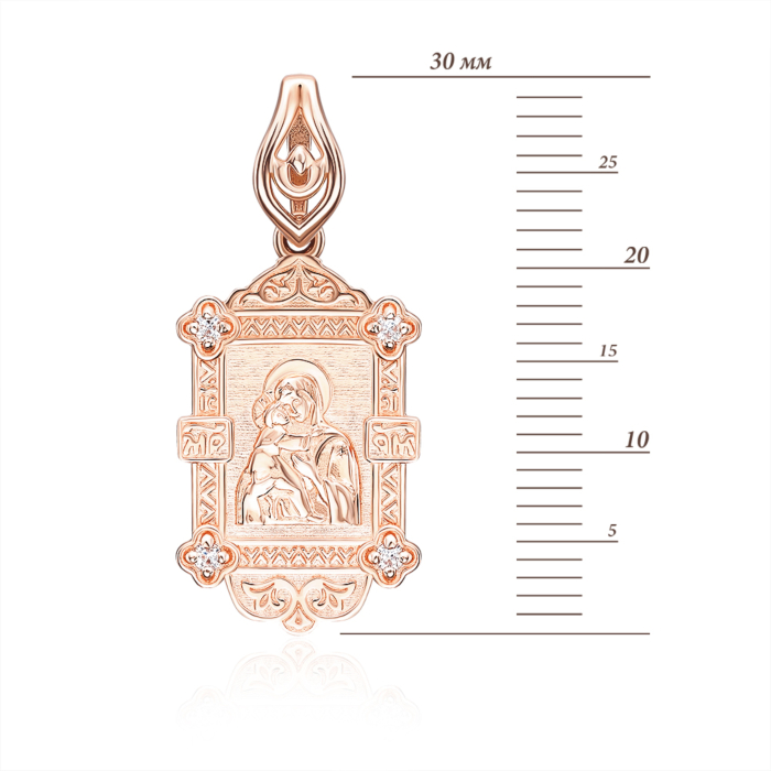 Золота підвіска-іконка Божої Матері «Володимирська». Артикул 32049/01/0/3
