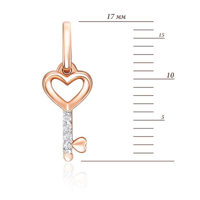 Золота підвіска «Ключик» з фіанітами. Артикул 31738/01/1/42