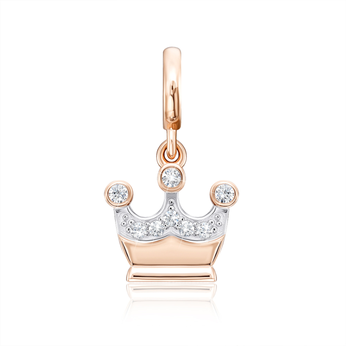 Золота підвіска «Корона» з фіанітами. Артикул 32175/01/1/43