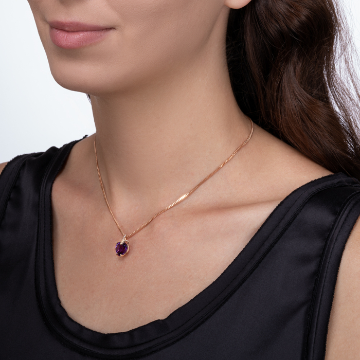 Золота підвіска з аметистом і фіанітами. Артикул 50433/1 ам