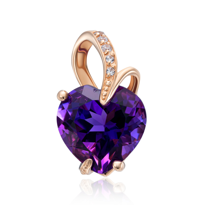 Золота підвіска з аметистом і фіанітами. Артикул 50433/1 ам