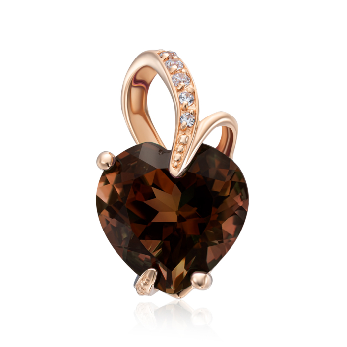 Золотая подвеска с раухтопазом и фианитами (50433/1 раух)