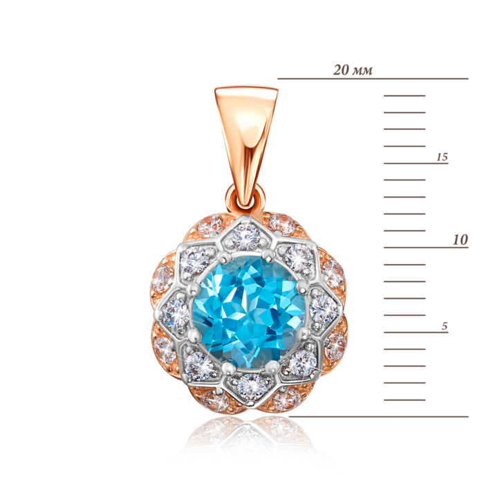 Золота підвіска з топазом swiss і фіанітами. Артикул 550082/01/1/6739