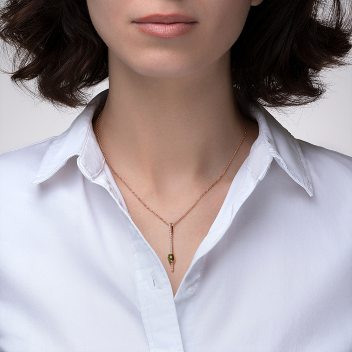 Золота підвіска з турмаліном і фіанітами. Артикул 550074/01/0/7260