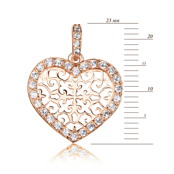Золота підвіска «Серце» з фіанітами. Артикул 30519-4/01/1/43