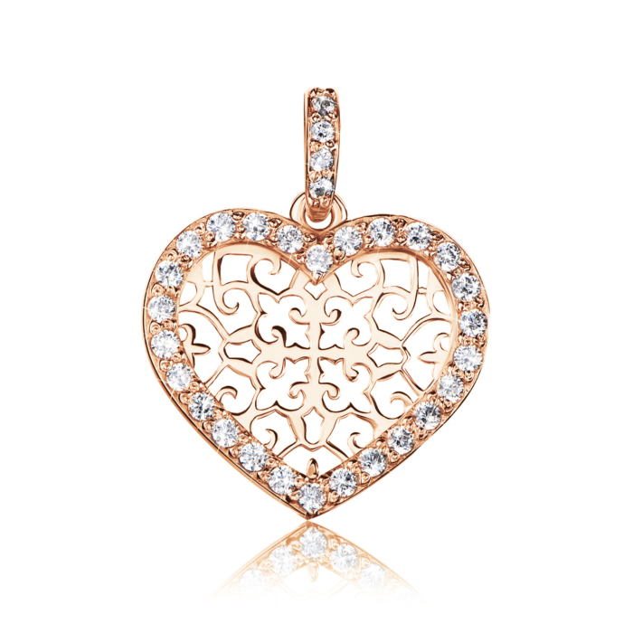 Золота підвіска «Серце» з фіанітами. Артикул 30519-4/01/1/43