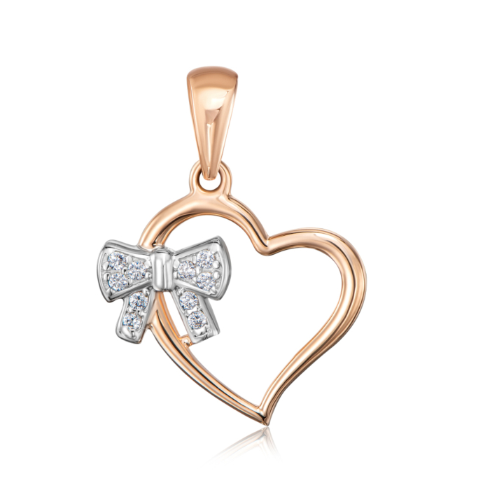 Золота підвіска «Серце» з фіанітами. Артикул 32168/01/1/1