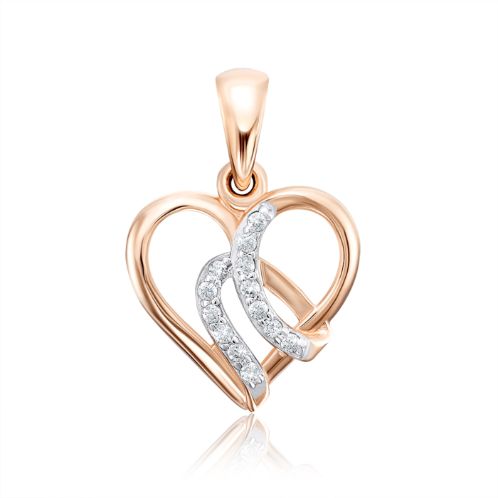 Золота підвіска «Серце» з фіанітами. Артикул 32171/01/1/1