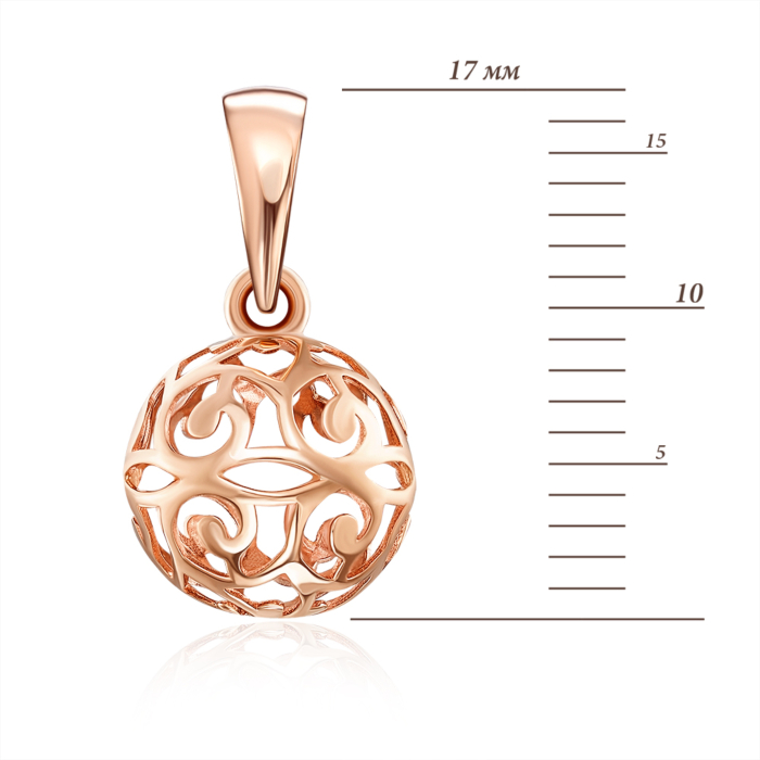 Золота підвіска «Куля ажурна» без вставки. Артикул 32081/01/0