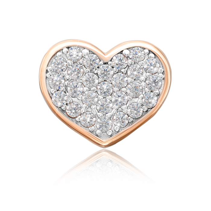 Золота підвіска-шарм «Серце» з фіанітами. Артикул 32139/01/1/13
