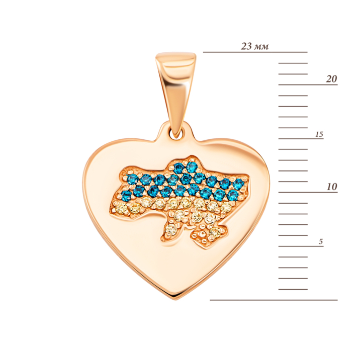 Золота підвіска Україна з фіанітами.Артикул UG5ПВ1718