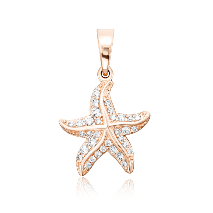 Золота підвіска «Зірка» з фіанітами. Артикул 32173/01/0/75