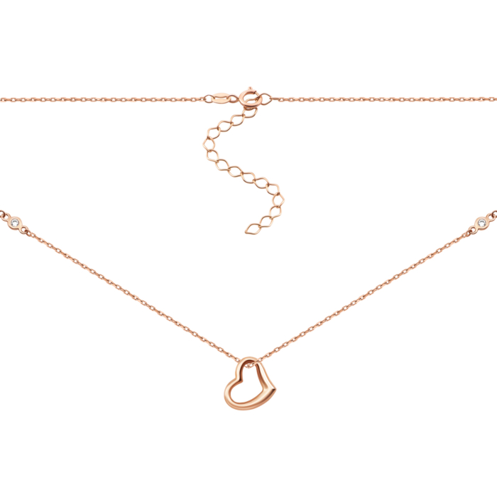 Золотое колье Сердце с фианитами.Артикул UG54/21/242