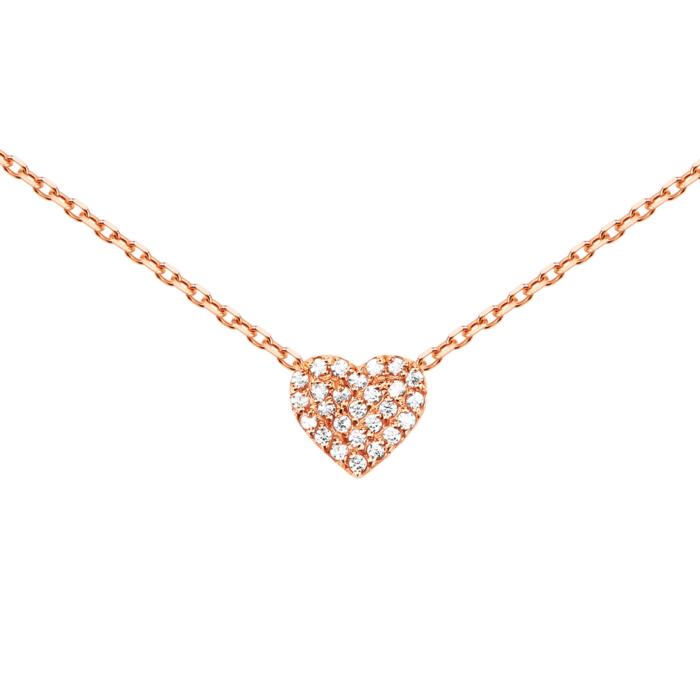 Золотое колье Сердце с фианитами. Артикул UG5КЛ 029