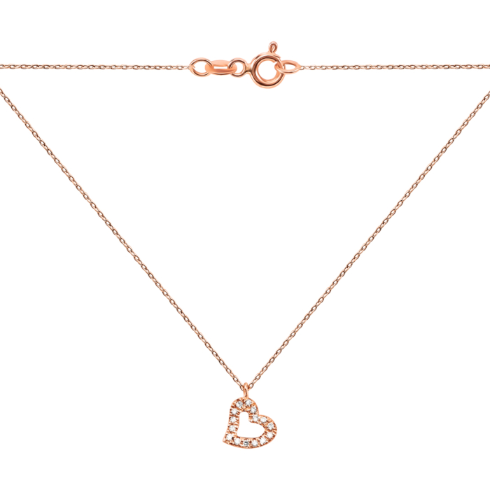 Золотое колье Сердце с бриллиантами. Артикул UG54111010401 D