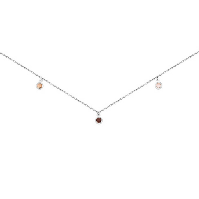 Золотое колье с кварцем цитрином аметистом и топазом. Артикул UG54/21/330/1