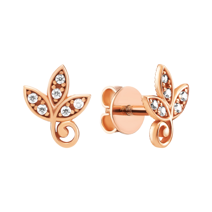 Золоті пусети Гілочки з фіанітами. Артикул UG52/50/845