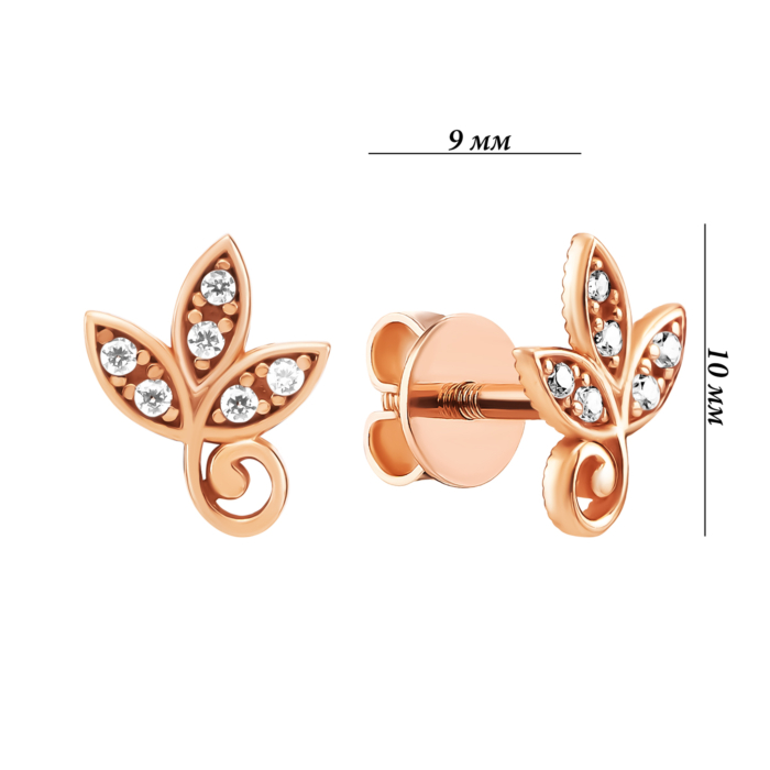 Золоті пусети Гілочки з фіанітами. Артикул UG52/50/845