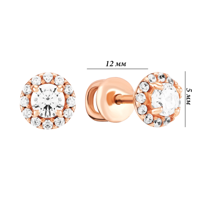 Золотые пусеты с фианитами. Артикул UG5210821110101