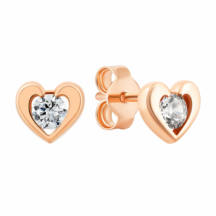 Золотые пуссеты с фианитами.Артикул UG52111027201