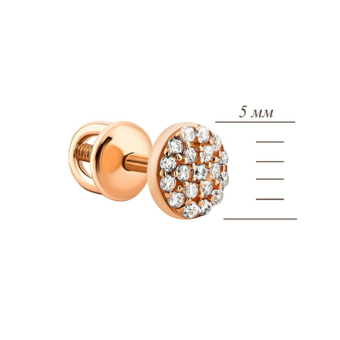 Золотые пуссеты с фианитами. Артикул UG5210588510101