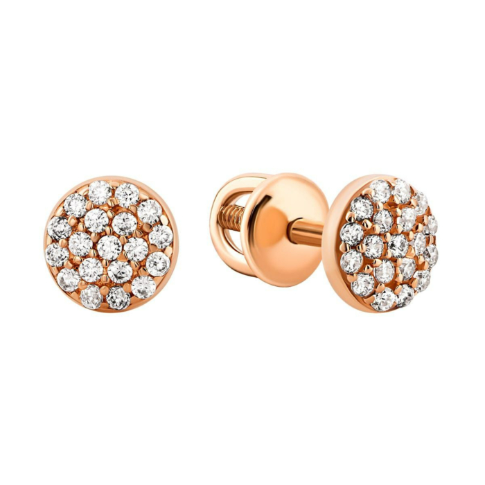 Золотые пуссеты с фианитами. Артикул UG5210588510101