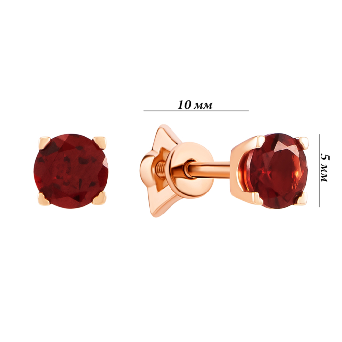 Золоті пусети з гранатом. Артикул UG5С4001G гр