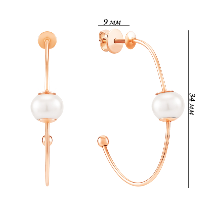 Золотые пусеты с жемчугом. Артикул UG52/50/084