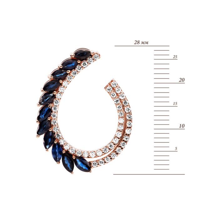 Золотые пуссеты с сапфиром и бриллиантами.Артикул UG52111014901 D sap