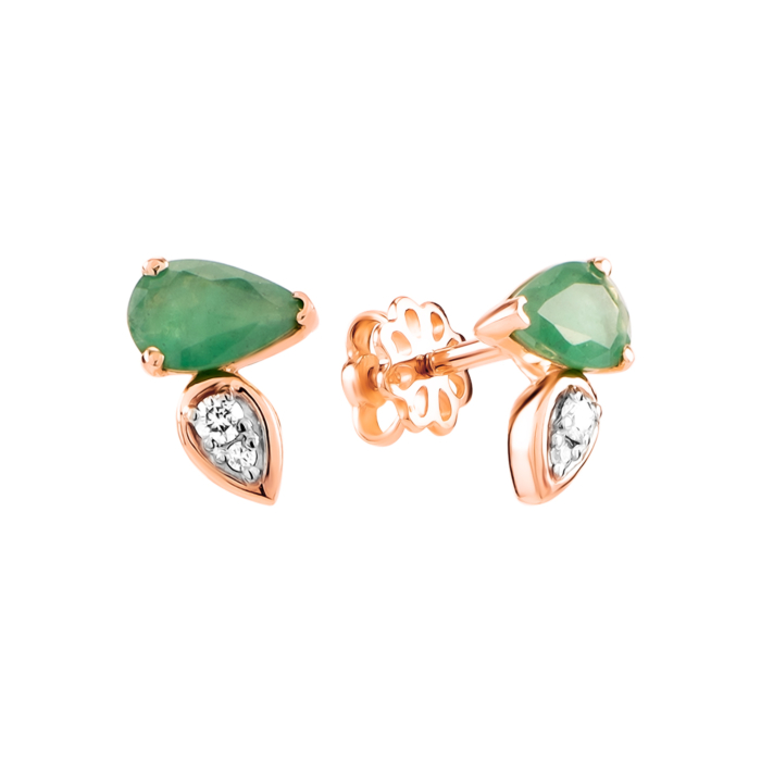 Золоті пусети зі смарагдом та діамантами. Артикул UG523505EMD