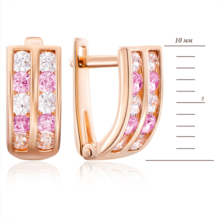 Золоті сережки з фіанітами. Артикул 2090р