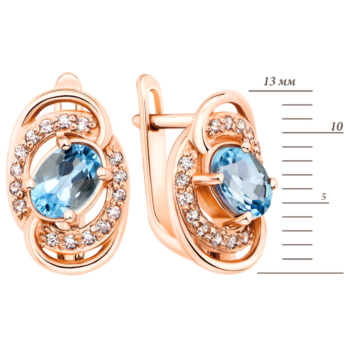 Золоті сережки з топазом swiss і фіанітами (50285/01/0/5144)