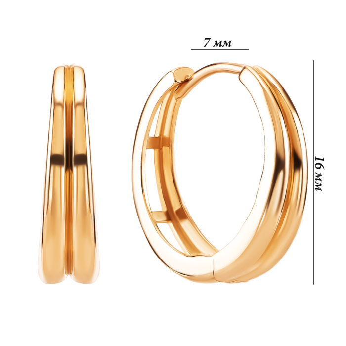 Золоті сережки-конго. Артикул UG52/40/228/2