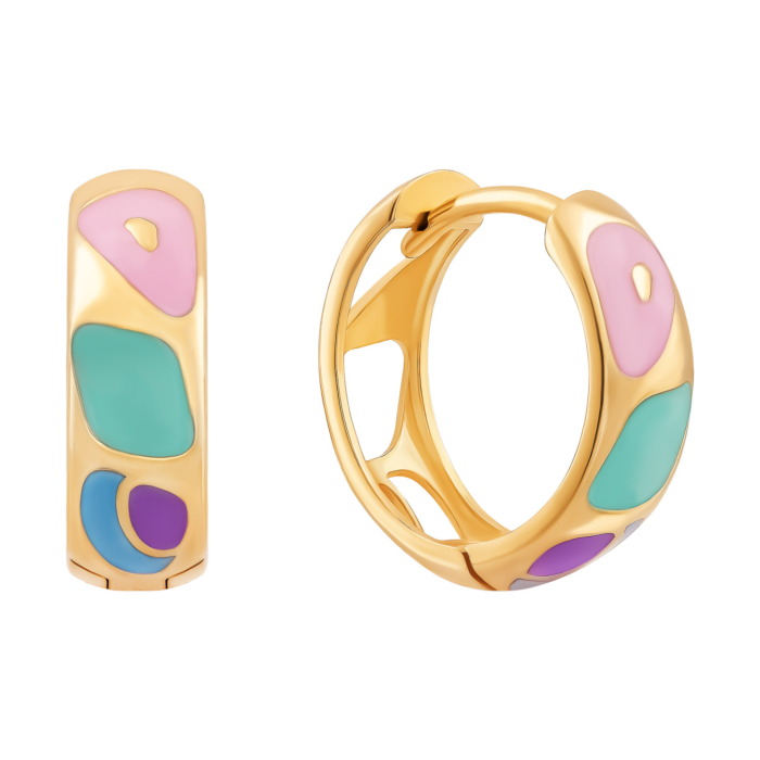 Золотые серьги-конго с эмалью.Артикул UG52/40/085/2