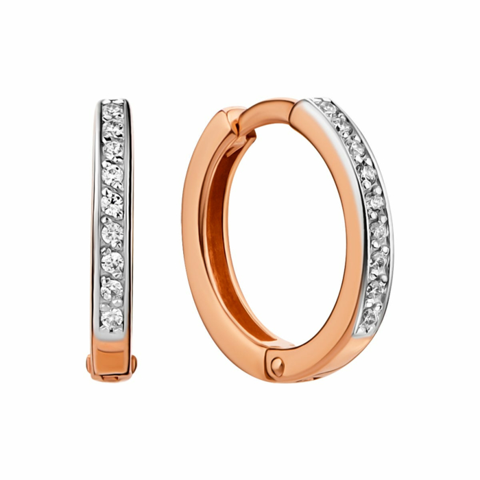 Золоті сережки-конго з фіанітами.Артикул UG521/0021/01/01/01