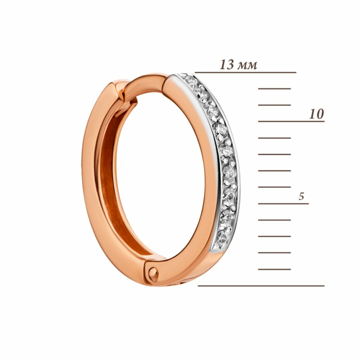 Золоті сережки-конго з фіанітами.Артикул UG521/0021/01/01/01