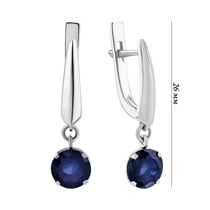 Золоті сережки-підвіски з сапфіром. Артикул UG522945/1SAPH