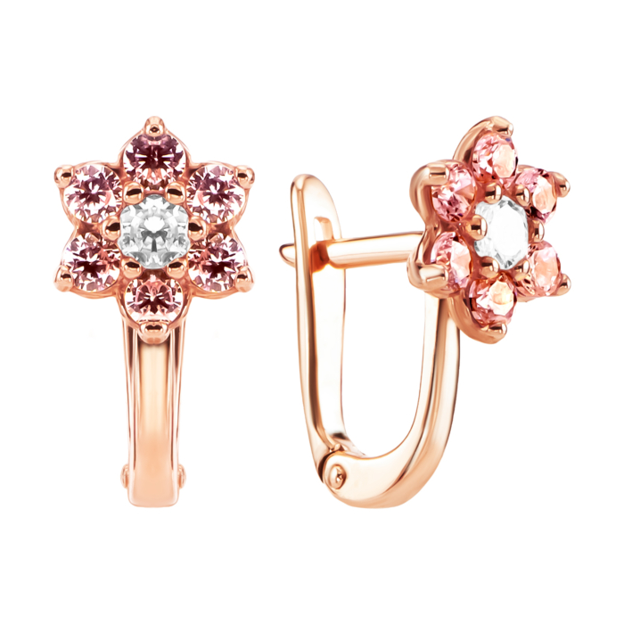 Золотые серьги с фианитами. Артикул UG521/0319/00/02/01