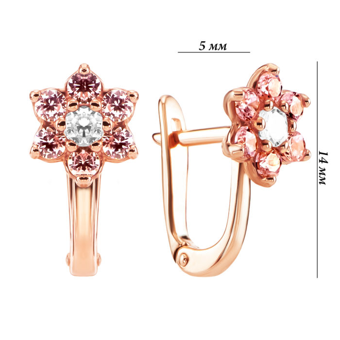 Золотые серьги с фианитами. Артикул UG521/0319/00/02/01