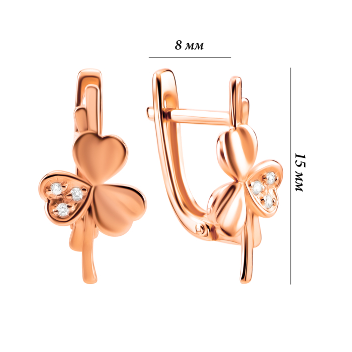 Золотые серьги с фианитами. Артикул UG521/0149/00/01/01